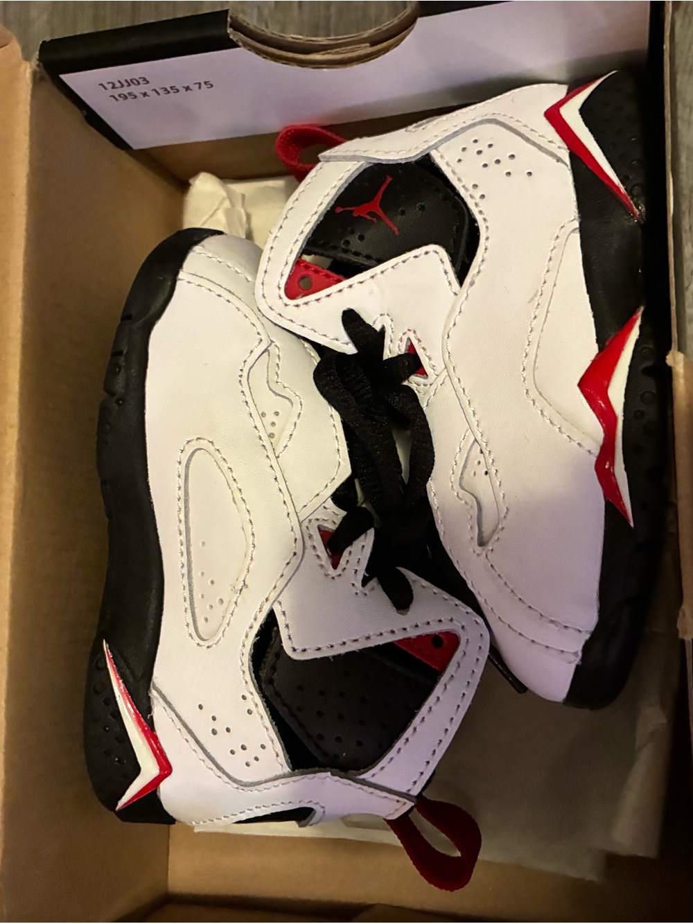 Jordan Kids White Black and Red Retro Basketball Sneakers